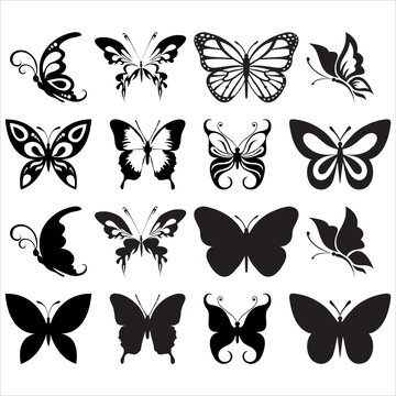 Collection of vector butterflies.  Butterfly silhouettes
