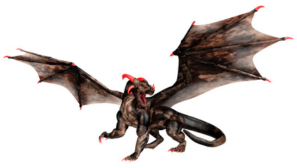 3D Rendering Fairy Tale Dragon on White
