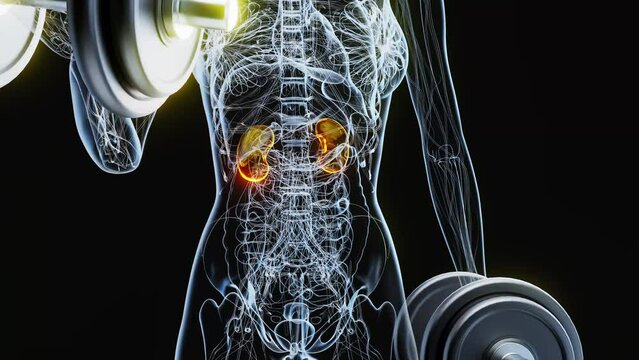 Abstract 3d anatomy view of kidneys