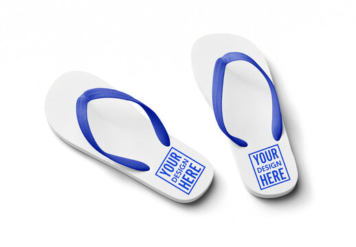 Mockup of flip flops with customizable design and background
