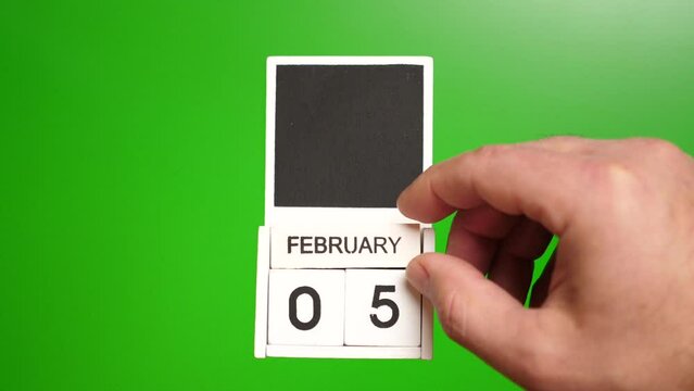Calendar with the date February 5 on a green background. Illustration for an event of a certain date.