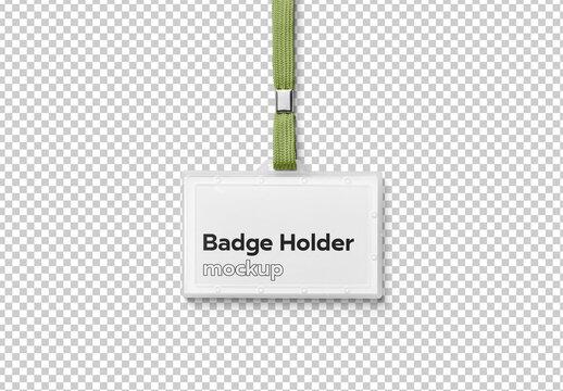 Mockup Of Customizable Badge Holder On Lanyard, Editable Background