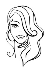 Beautiful linear silhouette of a fas girl