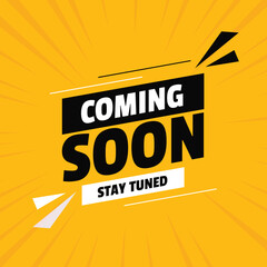 Coming soon with megaphone design on abstract background