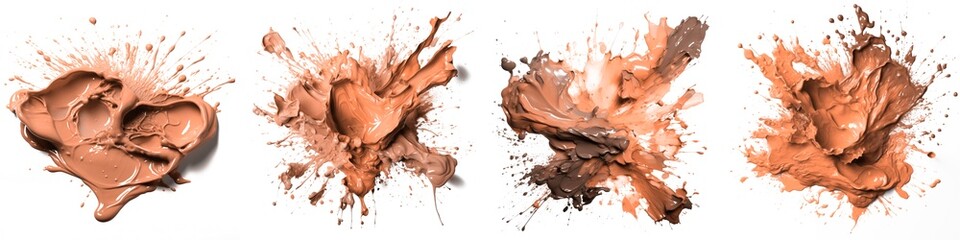 Set image, oil stains of peach fuzz a white background visually appealing addition to the color...