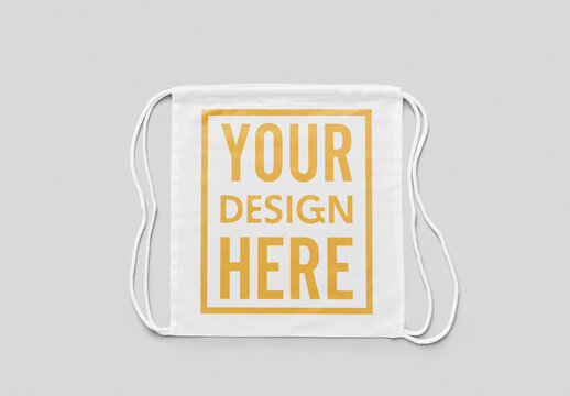 Mockup of customizable empty string bag with drawstring straps