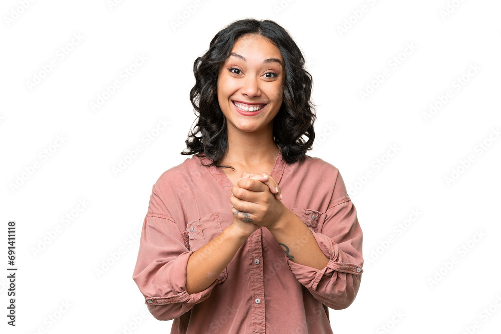 Wall mural young argentinian woman over isolated background laughing