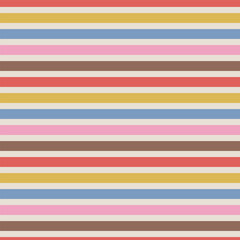 Multicoloured horizontal stripes vector seamless pattern. Geometric abstract stripped background.