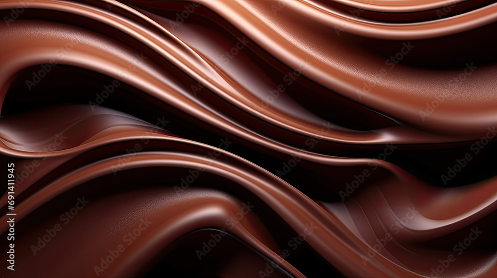 Wall mural chocolate abstract wallpaper, melted chocolate swirl as a background. wave chocolate background. bro