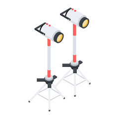 Editable isometric icon of a spotlight stand 