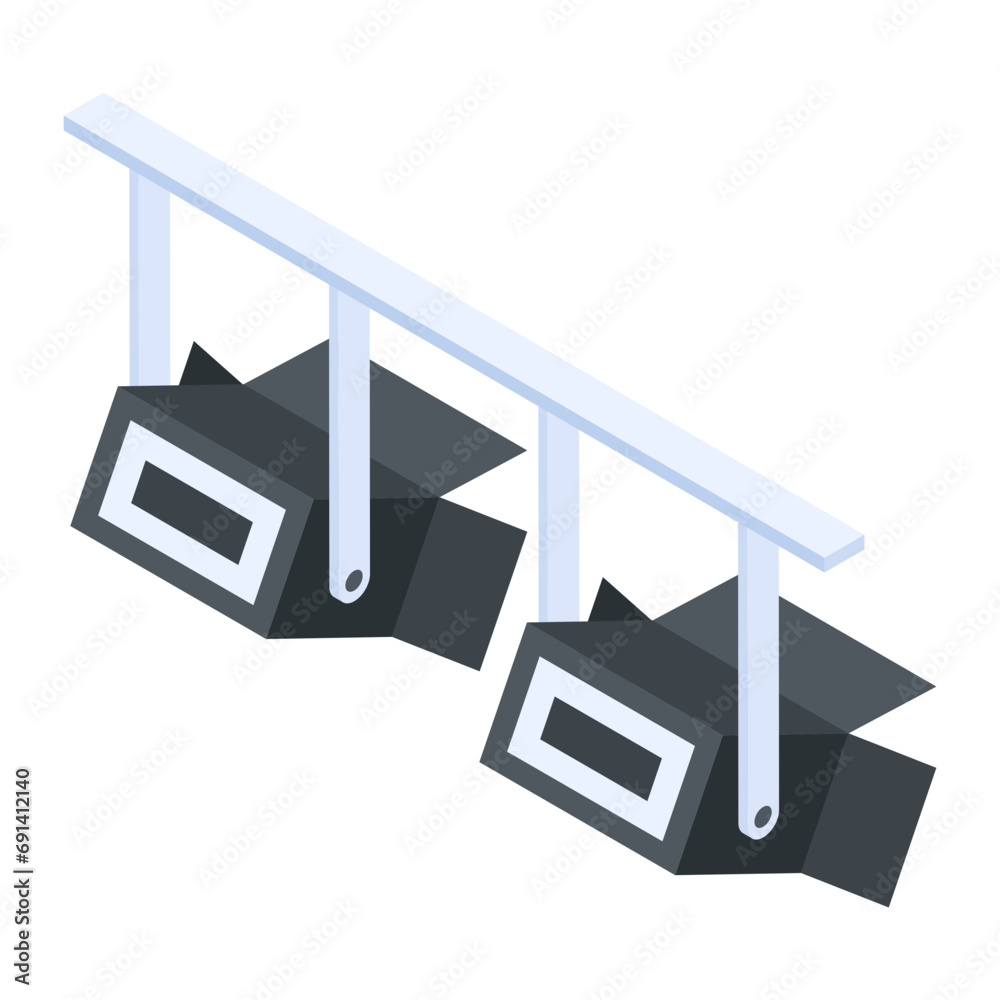 Poster editable isometric icon of a spotlight stand