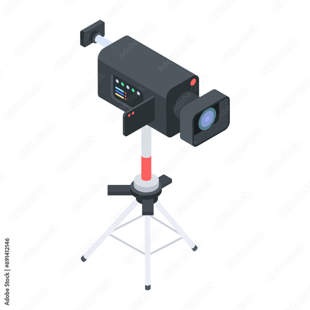 Poster editable isometric icon of a spotlight stand