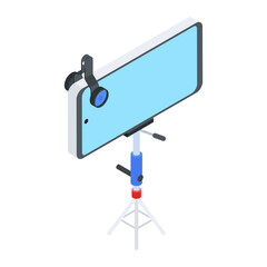 Editable isometric icon of a spotlight stand 