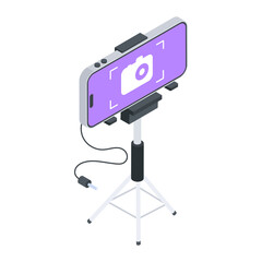Grab this isometric icon of a phone tripod 