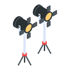 Obraz premium Editable isometric icon of a spotlight stand 