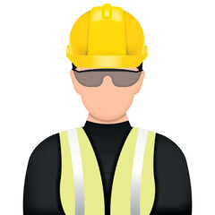 Professional Heavy Industry Engineer. Worker Wearing Safety Uniform. Construction worker icon. Vector illustration.