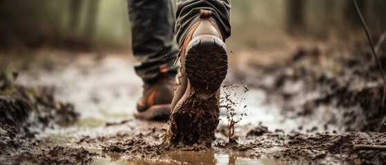 Walking in mud