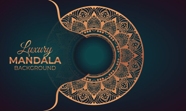 Vector luxury ornamental mandala design background in gold color, Beautiful invitation card with floral mandala.