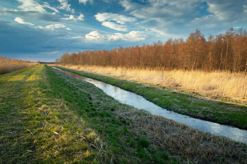 A dike by the Uherka River in eastern Poland