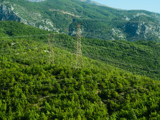 Electrical installations in the forest in Albania