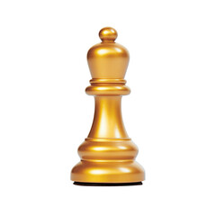 Golden chess piece isolated on transparent background