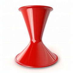 Red plastic funnel isolated on white background