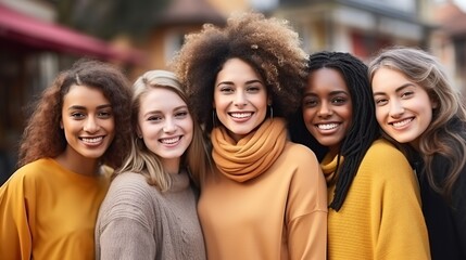 Obraz premium Smiling women of different nations. Happy Women Day.