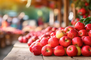 Ripe and juicy red apples, illustrating the natural sweetness and nutritional value of fresh fruits in agriculture. - obrazy, fototapety, plakaty