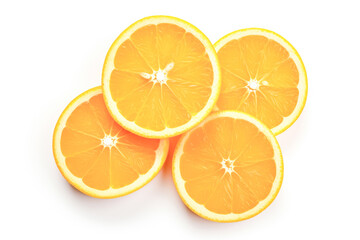 Closeup of organic oranges, a burst of freshness against a clean white background.