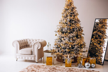 Christmas background decorations and christmas tree