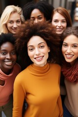 Obraz premium International Women's Day portrait of multiethnic women looking confidently.