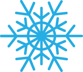 Thick line freeze snowflake, element of winter festival decoration. Winter snow, Christmas miracle blue symbol. Simple shape freehand vector icon isolated on white background