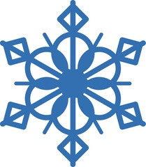 Thick line freeze snowflake, element of winter festival decoration. Winter snow, Christmas miracle blue symbol. Simple shape freehand vector icon isolated on white background