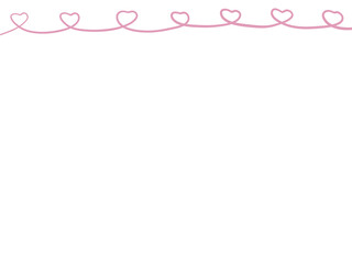 Pink frame heart-shaped ornament on transparent background. Decoration for Valentine's day card. Simple and cute line art.