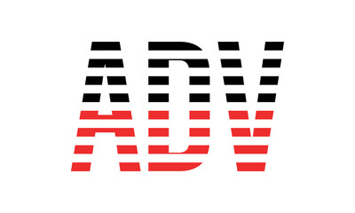 ADV three initial letter iconic line negative space minimal logo design vector template. monogram, abstract, wordmark, business, typography, minimalist, brand, company, flat, modern, unique, simple