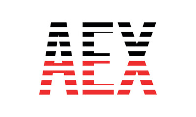 AEX three initial letter iconic line negative space minimal logo design vector template. monogram, abstract, wordmark, business, typography, minimalist, brand, company, flat, modern, unique, simple