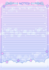 Digital Notes Planner Rainbow Cloud Printable 