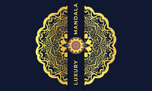 Luxury ornamental mandala design background in gold, Luxury wedding invitation, Ornamental floral corner frame.