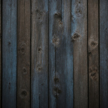 Brown and blue old wood slats background.