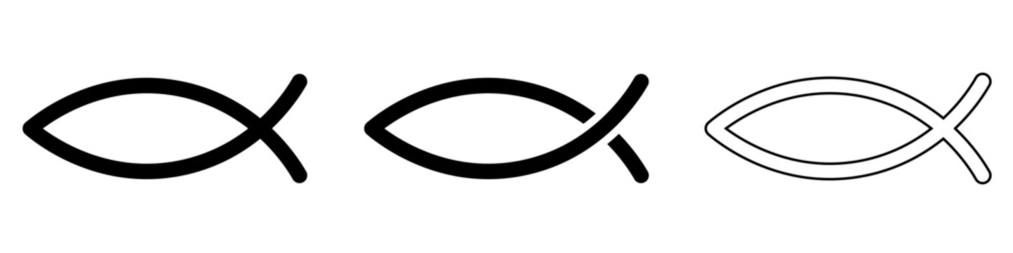 Christian fish icon set basic simple design