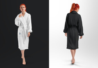 2 Mockups of Terry Robe with Belt