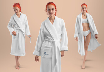 3 Mockups of Women's Terry Robe with Belt