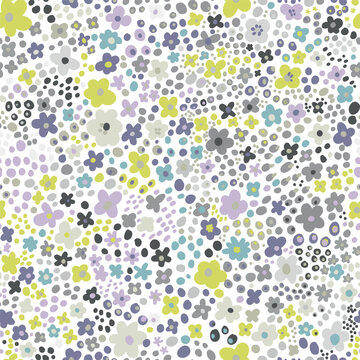 Seamless pattern with small flowers for children's and women's clothing in vector on a white background