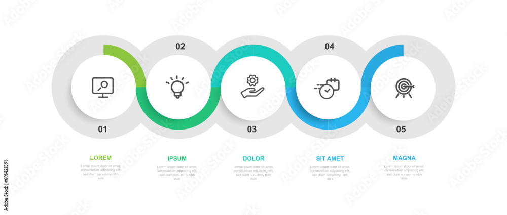 Poster Design template infographic vector element with 5 step process or options for presentation or business information 