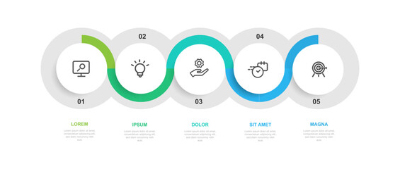 Design template infographic vector element with 5 step process or options for presentation or business information 