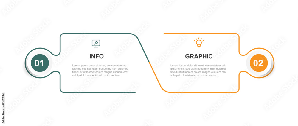 Poster 2 line step process infographic vector element 