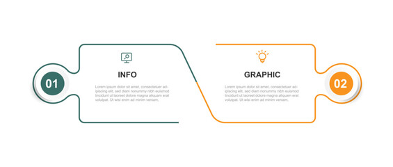 2 line step process infographic vector element  - obrazy, fototapety, plakaty