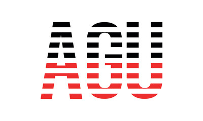 AGU three initial letter iconic line negative space minimal logo design vector template. monogram, abstract, wordmark, business, typography, minimalist, brand, company, flat, modern, unique, simple
