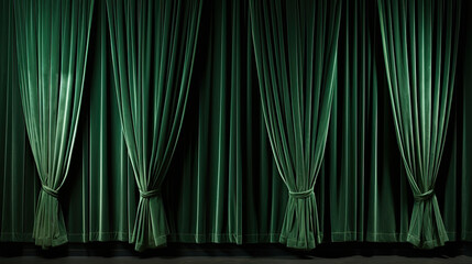 green velvet curtain of a theater . Textured background
