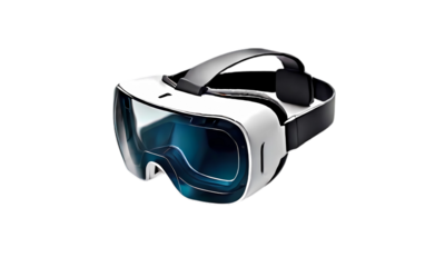VR virtual reality headset half turned front view isolated on white background.isolated on transparent or white background. png.
